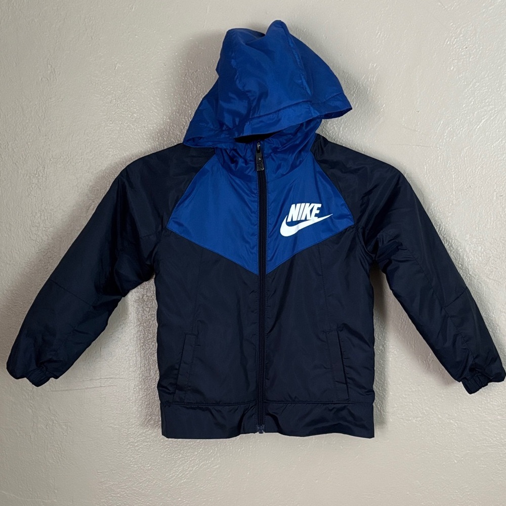 Nike Toddler Boy Lightweight Hooded Fleece Lined Jacket Size Small 4-5 yrs Blue